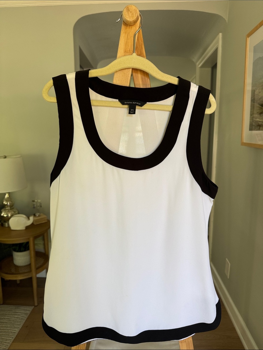 Banana Republic White Tank with Black Contrast Trim